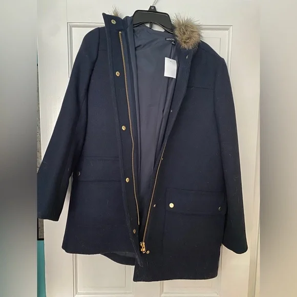 Navy blue hooded coat from J Crew - Picture 1 of 6